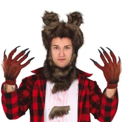 GANTS LOUP-GAROU POILS LONGS GRIFFES ADULTE