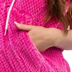 GILET FLUFFY CAPUCHE PELUCHE ROSE FLUO UV FEMME