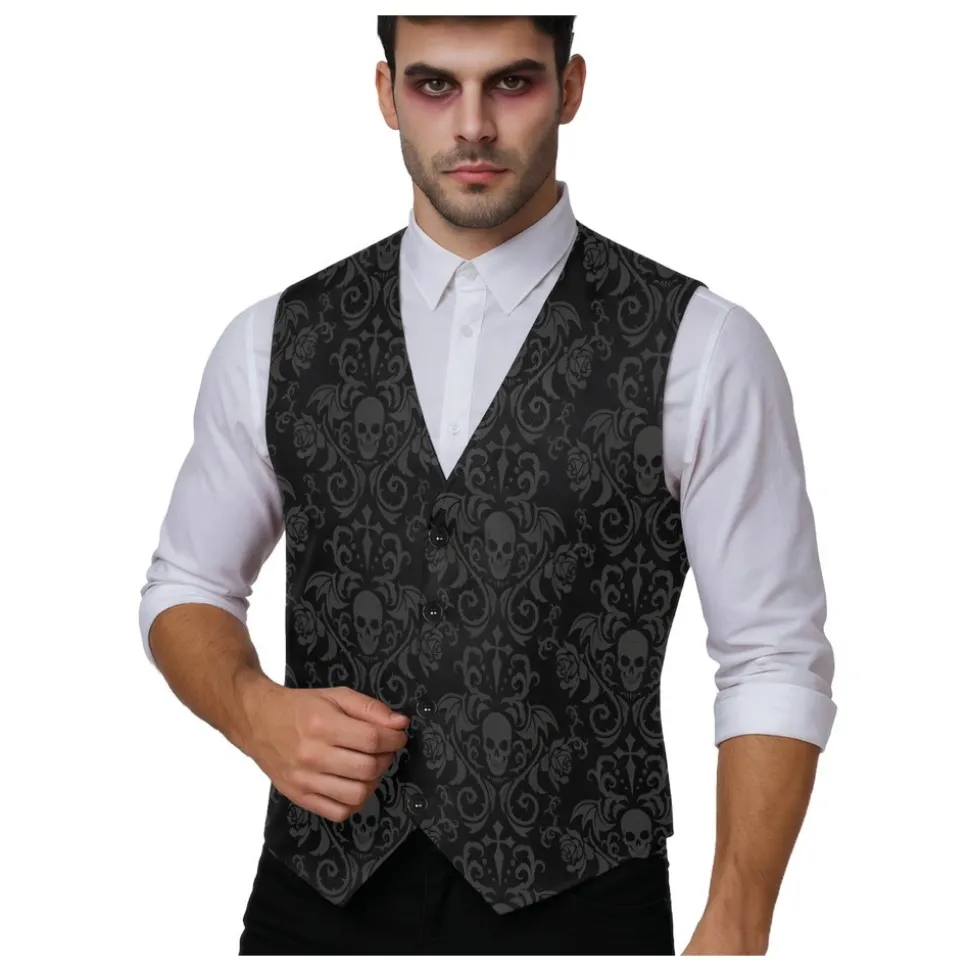 GILET SQUELETTE BAROQUE GOTHIQUE NOIR HOMME