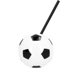 GOBELET BALLON FOOTBALL AVEC PAILLE 45ML BLANC