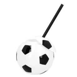 GOBELET BALLON FOOTBALL AVEC PAILLE 45ML BLANC