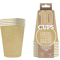 10 GOBELETS AMÉRICAIN CARTON 53CL OR PAILLETÉ
