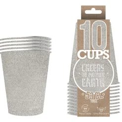10 GOBELETS AMÉRICAIN CARTON 53CL PAILLETÉ ARGENT