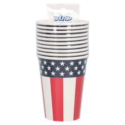 10 GOBELETS CARTON AMERICAN PARTY 21CL TRICOLORE