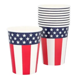 10 GOBELETS CARTON AMERICAN PARTY 21CL TRICOLORE