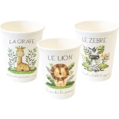 6 GOBELETS CARTON ANIMAUX DE LA SAVANE 25CL