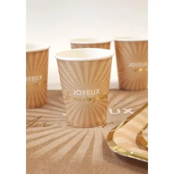 6 GOBELETS CARTON ANNIVERSAIRE ÉCLAT 25CL SABLE