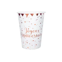 10 GOBELETS CARTON ANNIVERSAIRE 27CL ROSE GOLD