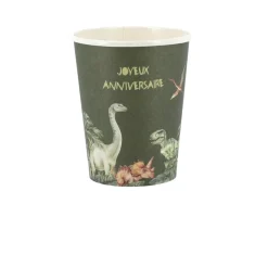 6 GOBELETS CARTON ANNIVERSAIRE DINOSAURE 255ML