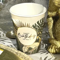 10 GOBELETS CARTON ANNIVERSAIRE JUNGLE 27CL VERT