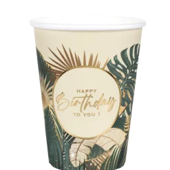10 GOBELETS CARTON ANNIVERSAIRE JUNGLE 27CL VERT