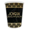 6 GOBELETS CARTON ANNIVERSAIRE GATSBY 25CL OR NOIR