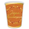 6 GOBELETS CARTON ANNIVERSAIRE INCA 25CL ORANGE
