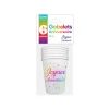6 GOBELETS CARTON ANNIVERSAIRE MULTICOLORE 25CL