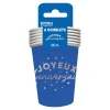 6 GOBELETS CARTON ANNIVERSAIRE 25CL BLEU
