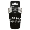 6 GOBELETS CARTON ANNIVERSAIRE 25CL NOIR