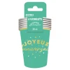 6 GOBELETS CARTON ANNIVERSAIRE 25CL VERT