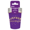 6 GOBELETS CARTON ANNIVERSAIRE 25CL VIOLET
