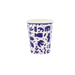 8 GOBELETS CARTON AZUR ABSTRAIT 25CL INDIGO