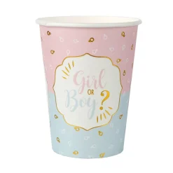 10 GOBELETS CARTON BABY GENDER 27CL BICOLORE