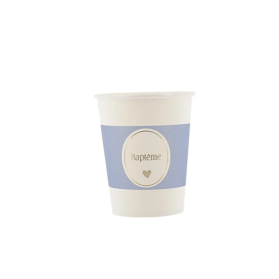8 GOBELETS CARTON BAPTÊME 25CL BLEU ORAGE
