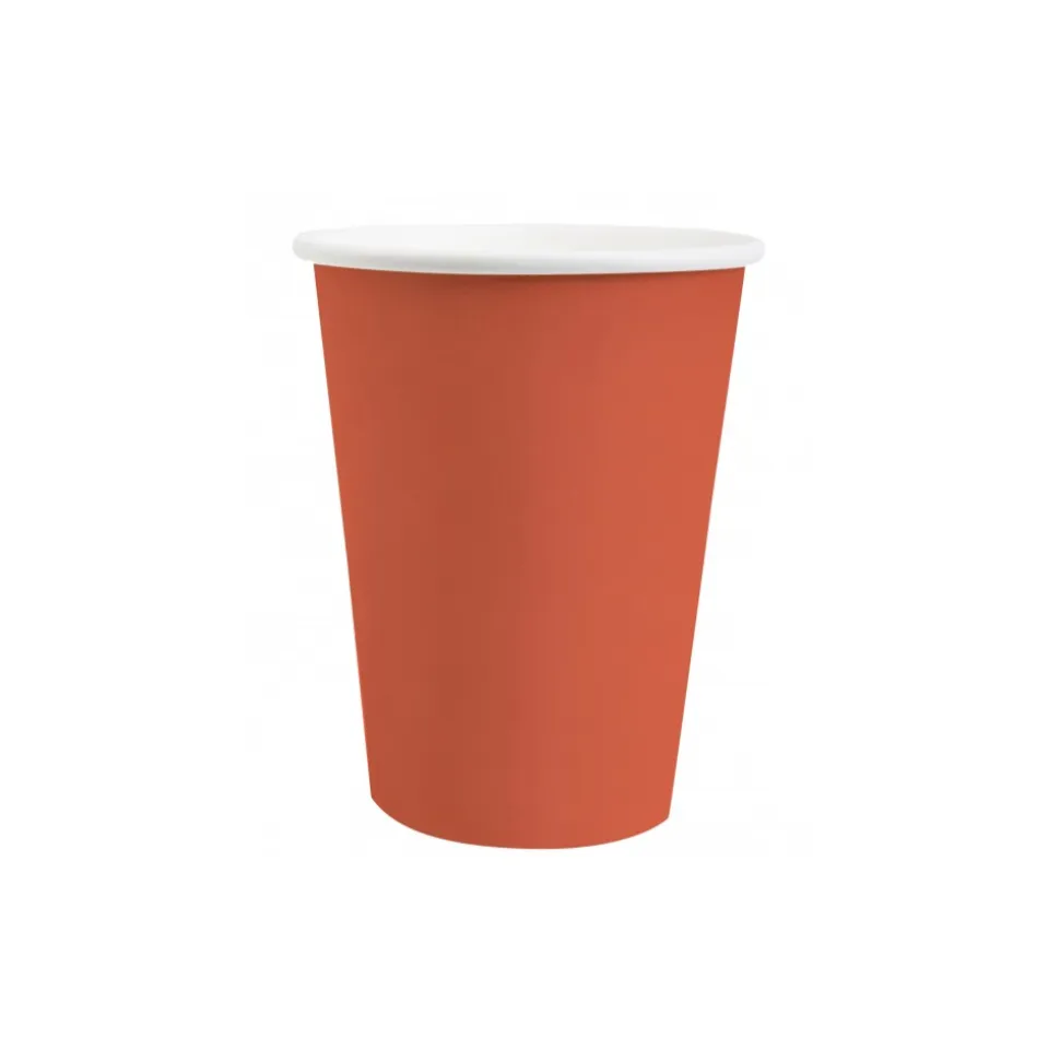 10 GOBELETS CARTON BIO 25CL ROUGE BRIQUE
