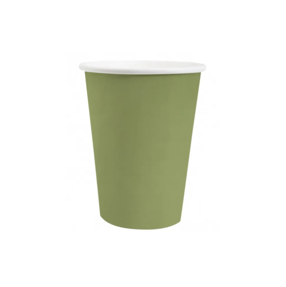 10 GOBELETS CARTON BIO 25CL VERT OLIVE