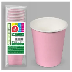 24 GOBELETS CARTON BIODÉGRADABLE 20CL ROSE