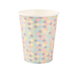 8 GOBELETS CARTON ÉCAILLES SIRÈNE 25CL PASTEL