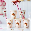 6 GOBELETS CARTON CHEVAL FLEUR 22CL ROSE