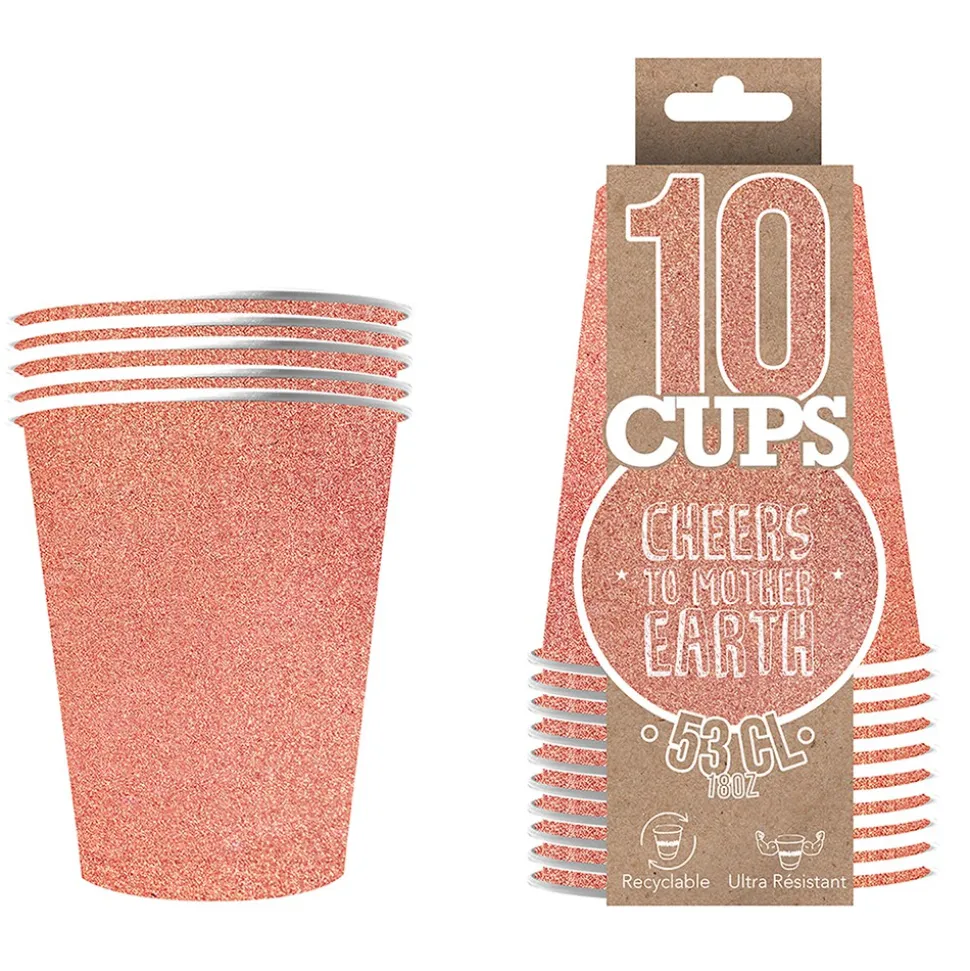 10 GOBELETS CARTON 53CL ROSE PAILLETÉ
