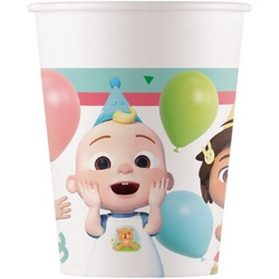 8 GOBELETS CARTON COCOMELON BÉBÉ 20CL COLORÉ