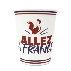 6 GOBELETS CARTON COCORICO FRANCE SUPPORTER 8.8CM