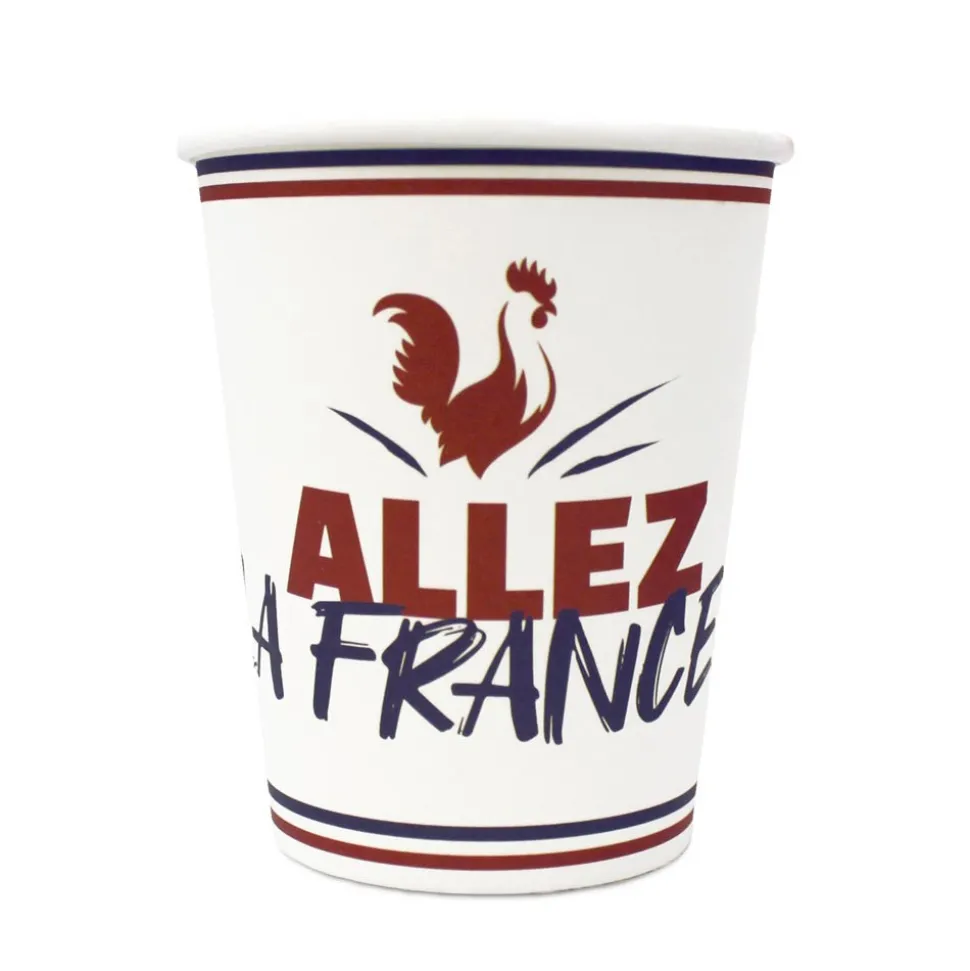 6 GOBELETS CARTON COCORICO FRANCE SUPPORTER 8.8CM