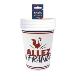 6 GOBELETS CARTON COCORICO FRANCE SUPPORTER 8.8CM