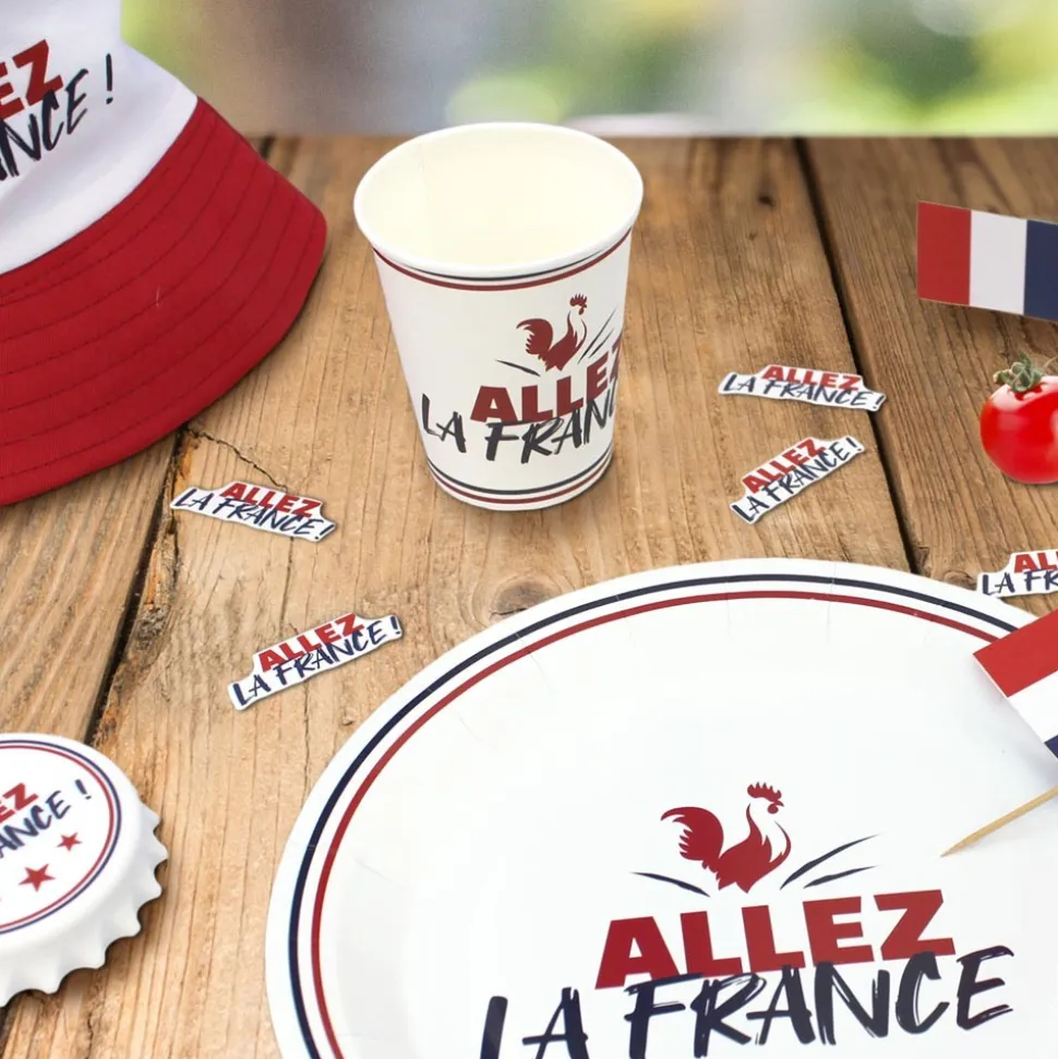 6 GOBELETS CARTON COCORICO FRANCE SUPPORTER 8.8CM