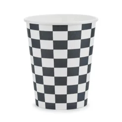 6 GOBELETS CARTON DAMIER COURSE AUTO RÉTRO 22CL