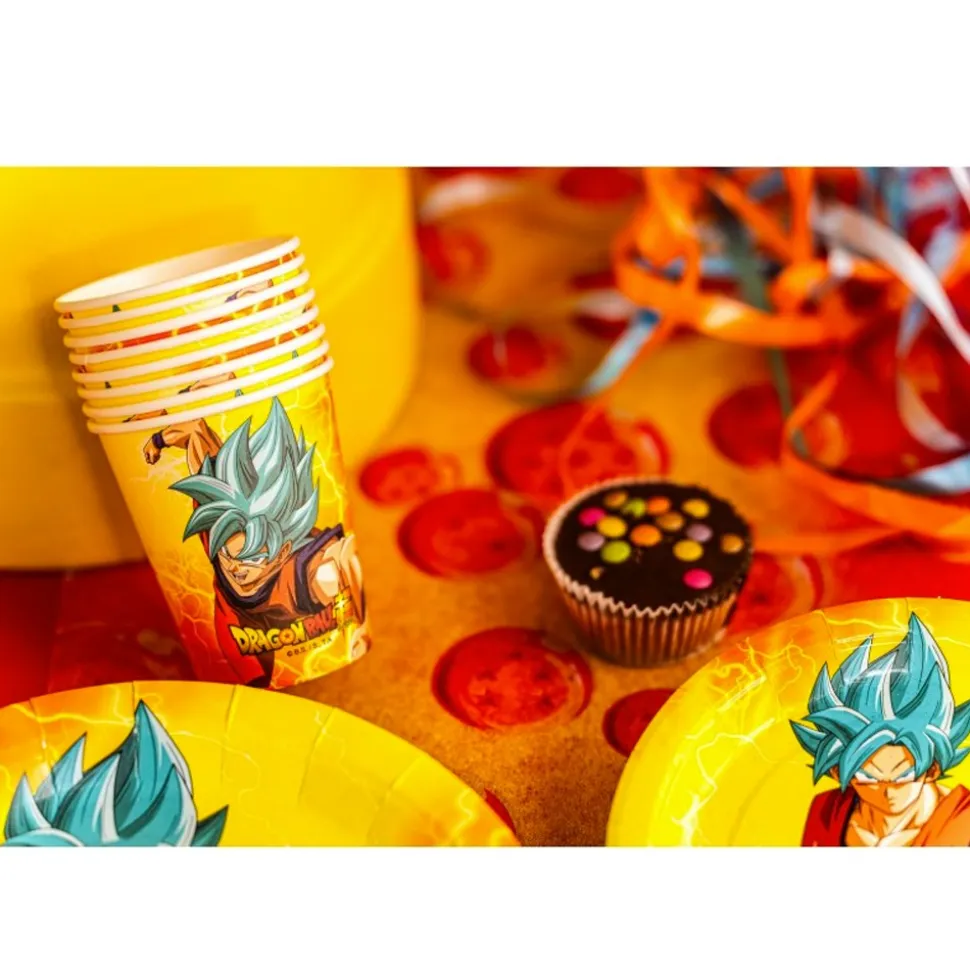8 GOBELETS CARTON DRAGON BALL SUPER 25CL JAUNE