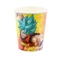8 GOBELETS CARTON DRAGON BALL SUPER 25CL JAUNE