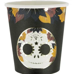 8 GOBELETS CARTON FESTONNÉS JOUR DES MORTS 20CL