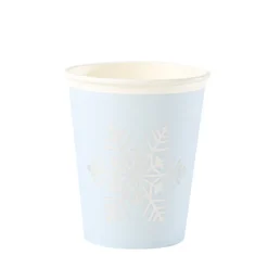 8 GOBELETS CARTON FLOCON ARGENT 255ML BLEU GLACIER