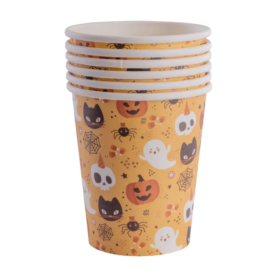 6 GOBELETS CARTON FRISSON HALLOWEEN 25CL ORANGE