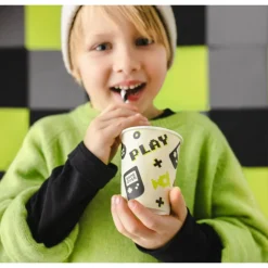 6 GOBELETS CARTON GAMER JEUX VIDÉO 22CL CRÈME
