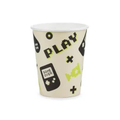 6 GOBELETS CARTON GAMER JEUX VIDÉO 22CL CRÈME