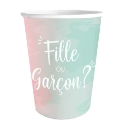 6 GOBELETS CARTON GENDER REVEAL 25CL BICOLORE
