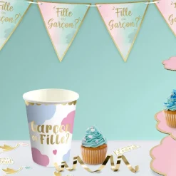 6 GOBELETS CARTON GENDER REVEAL 25CL BICOLORE