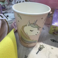 10 GOBELETS CARTON LICORNE ARC-EN-CIEL 27CL