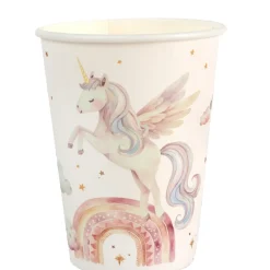 6 GOBELETS CARTON LICORNE MAGIQUE 27CL ROSE