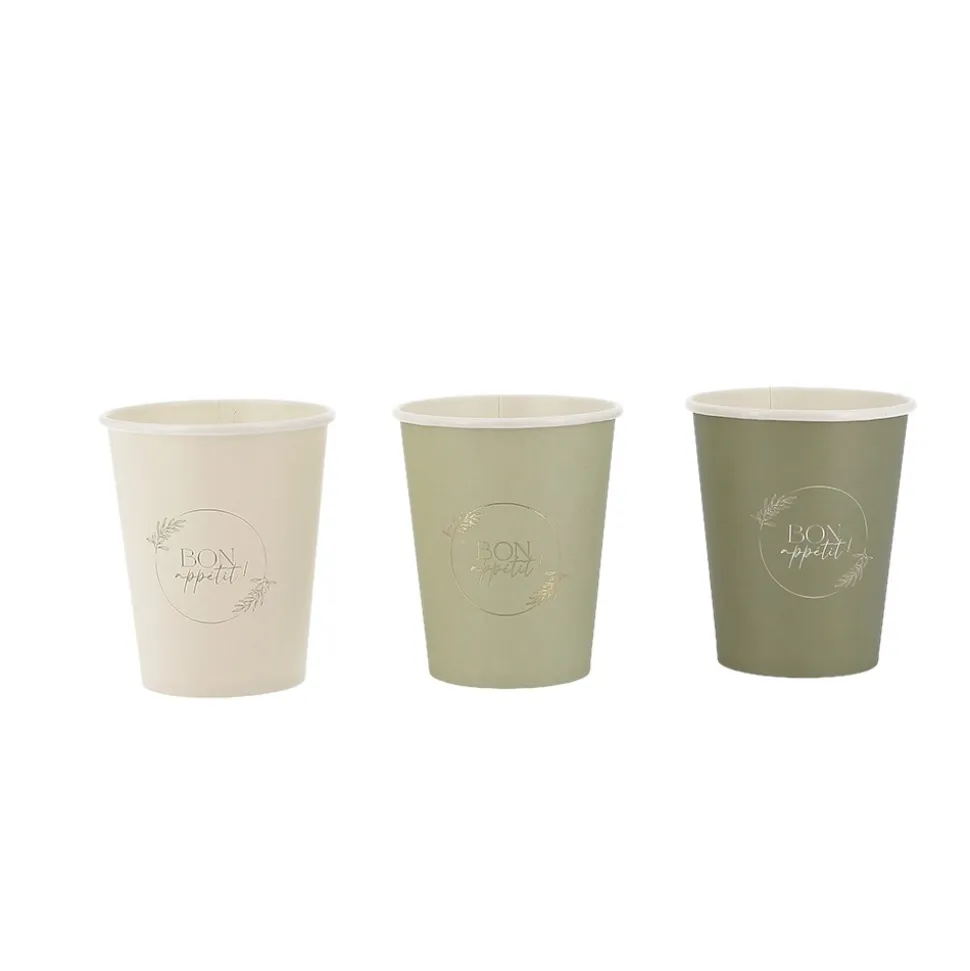 9 GOBELETS CARTON OLIVIER BON APPÉTIT 25CL VERT