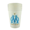 6 GOBELETS CARTON OM FOOTBALL 25CL BLANC